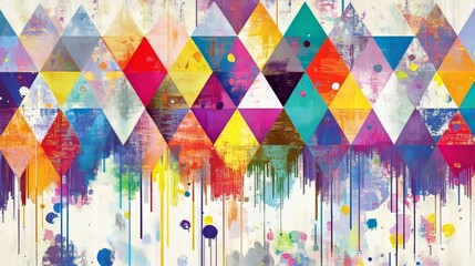 Poster - Abstract triangle geometric background with vibrant gradients and dynamic polygonal patterns, showcasing sharp lines and modern design concepts for creative and digital applications