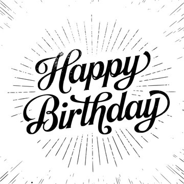 Happy Birthday Calligraphic text, Creative Typography for Greeting Card