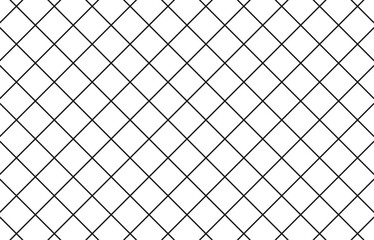 Fototapete - シンプルな斜め格子柄（黒）、チェック、背景素材、白黒