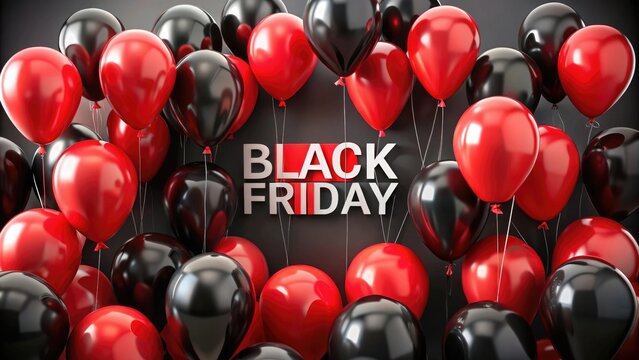 Boxing day celebration with black and red balloons