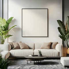 Wall Mural - Modern Living Room Interior Design Mockup 3D Illustration