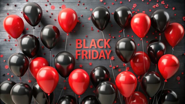 Boxing day celebration with black and red balloons