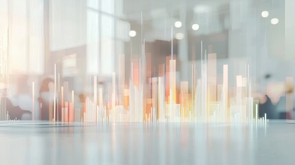 Poster - Abstract Digital Visualization of an Economic Growth Trend with Blurred Office Background