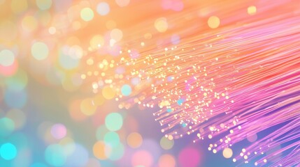 Poster - Colorful Abstract Background with Sparkling Lights and Vibrant Fiber Optic Strands