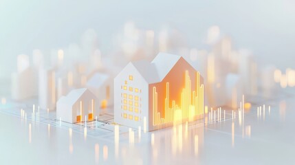 Poster - Modern Architectural Visualization of Housing Market Trends with Graphical Elements and Abstract City Background