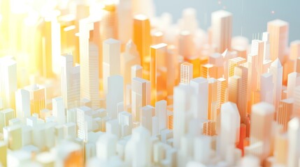 Poster - Abstract Urban Landscape with Colorful Light Reflections on Modern Skyscrapers and Buildings in a City Environment