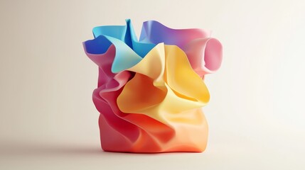 Poster - Abstract colorful sculptural vase with flowing shapes and soft textures in pastel hues for modern home decor inspiration