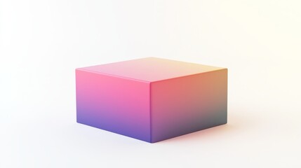 Poster - Colorful Gradient Cube on Light Background with Soft Shadow in Minimalistic Design Style