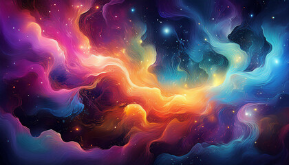Wall Mural - celestial abstract scene with nebula and stars