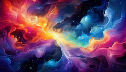 Wall Mural - celestial abstract scene with nebula and stars