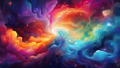 Wall Mural - celestial abstract scene with nebula and stars