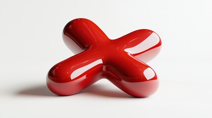 Poster - Artistic Red Shape on a Minimalist Background with Reflective Surface and Modern Design Elements