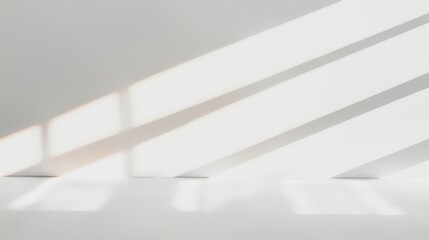 Poster - Soft Natural Light Casting Beautiful Shadows on a Minimalist White Wall in Bright Interior Space