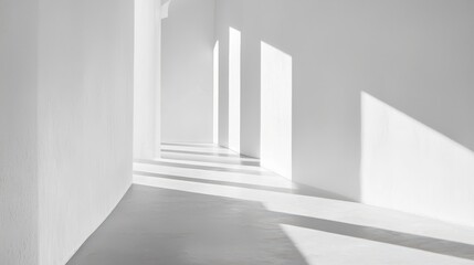 Poster - Bright Minimalist Interior with Soft Shadows and Clean Lines in White Space for Modern Design Inspiration