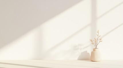 Poster - Minimalist Interior Design with Natural Light and Delicate Flower Arrangement in a Simple Vase