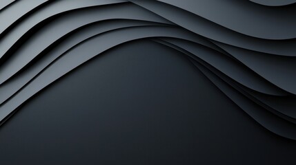 Poster - Elegant Abstract Background with Smooth Waves of Dark Grey and Black Tones in a Modern Design Style