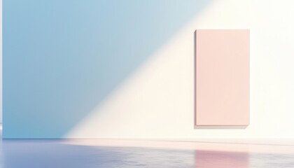 Poster - Minimalist Art Display in Bright Room with Soft Color Palette and Natural Light Accentuating the Walls