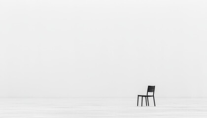 Poster - Minimalist Black Chair on White Background in an Empty Room Design for Interior Decor and Contemporary Art Concepts
