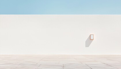 Poster - Minimalistic Modern Architecture with White Wall and Blue Sky for Creative Background or Design Projects