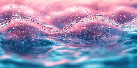 Poster - Vibrant water droplets create mesmerizing patterns during sunset reflections over a serene surface