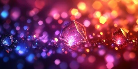 Poster - Colorful light reflections create a magical atmosphere with geometric shapes and vivid hues at a nighttime event