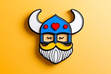Poster - A clean geometric icon of a Viking helmet, set against a plain background symbolizing Nordic history
