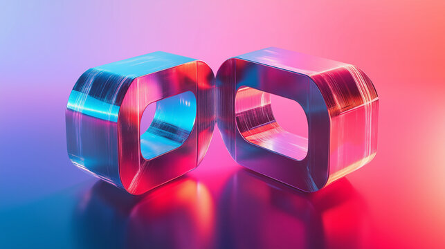 3D Typography Effect: A bold, futuristic illustration of a marketing slogan rendered in 3D text style, with metallic colors, glowing edges, and an abstract gradient background