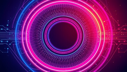 Poster - Vibrant circles of light swirl across a colorful abstract backdrop