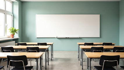 Wall Mural - Empty classroom with whiteboard new image 