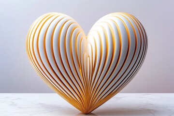 Aufkleber - A minimalist heart shape created with thin golden lines and soft light gradients, framed in a clean composition