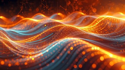 Poster - Fractal Burst of Light and Energy with Swirling Patterns in Orange and Black