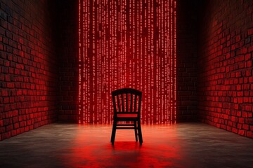 Poster - A shadowy coder surrounded by streams of dark, glowing code, working in a dimly lit, atmospheric room