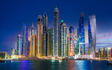 Modern Residential Architecture in Dubai Marina, UAE - Night City Skyline