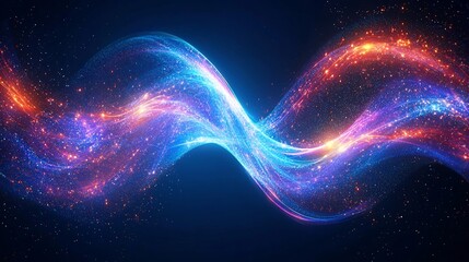 Poster - Intertwining light trails creating a mesmerizing visual representation of the complex and dynamic nature of quantum computing concepts showcasing the power of innovation technology