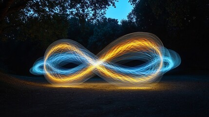 Poster - Luminous quantum trails of intertwined light paths create a mesmerizing futuristic visualization of the interconnected nature of advanced technology and digital concepts  This abstract