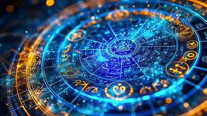 horoscope circle with zodiac signs on abstract background