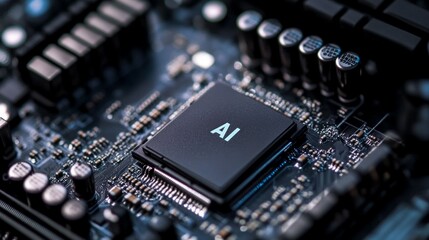 Leinwandbilder - Concept AI (Artificial Intelligence) technology, chip IC on PCB, PCB circuit board, microprocessor