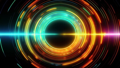 Poster - Abstract glowing digital circle wallpaper. Generated image