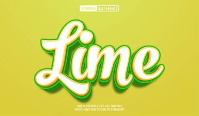 Leinwandbilder - Editable 3d text style effect - Lime fruit text effect Template