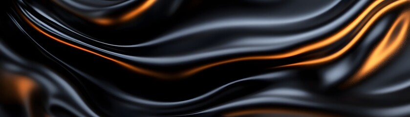 Poster - Abstract flowing textures with smooth curves, combining dark and metallic hues for a modern aesthetic or artistic backdrop.