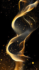 Wall Mural - abstract shiny color gold wave light effect illustration glow element dark background