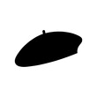 © Techzaka - Black french beret hat silhouette vector illustration design on black background.