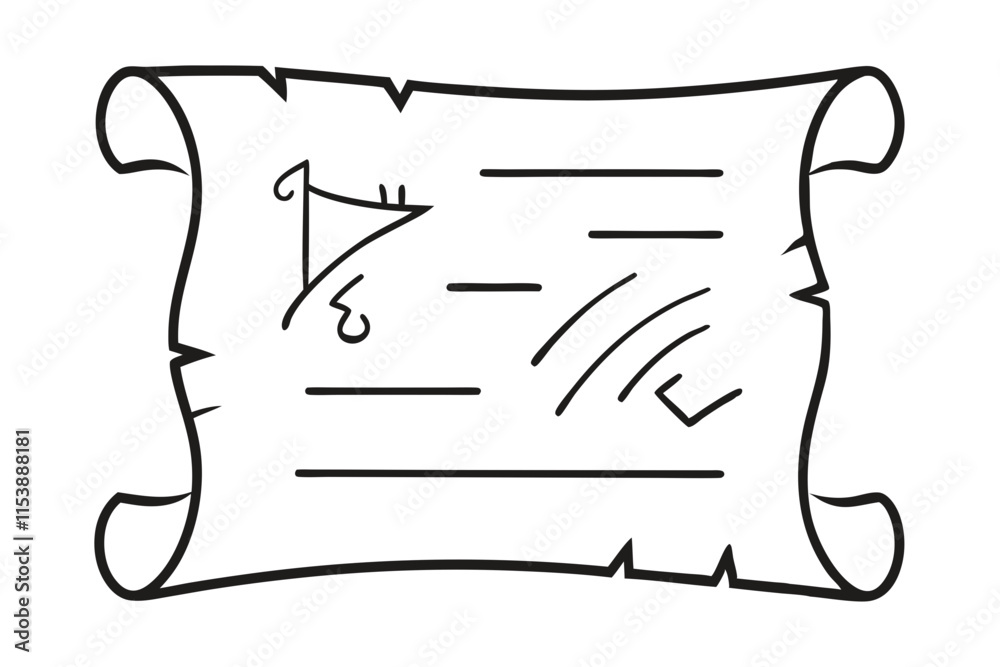 Outlined minimal design of parchment with ancient script wri with ...
