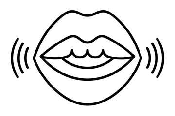 Poster - Outlined minimal design of mouth with sound waves radiating with intricate and meaningful elements for creative use