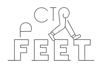 Poster - Outlined minimal design of pair of feet walking on letters l with intricate and meaningful elements for creative use