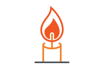 Poster - Outlined minimal design of candle with flame shaped as a let with intricate and meaningful elements for creative use