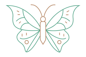 Poster - Outlined minimal design of butterfly with wings adorned by a with intricate and meaningful elements for creative use