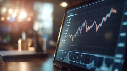 Poster - Stock market analysis trends office environment digital content business insights close-up view financial growth concept