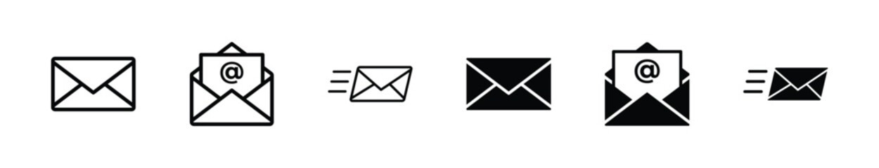 Set of email icon vector. Mail symbol illustration on white background