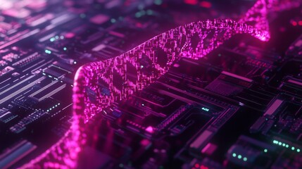 Fototapete - Dynamic digital waveform visualization tech environment abstract graphic futuristic design close-up perspective data representation